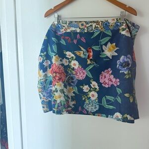 Johnny Was Blue Multicolor Floral Mini Skirt 3X